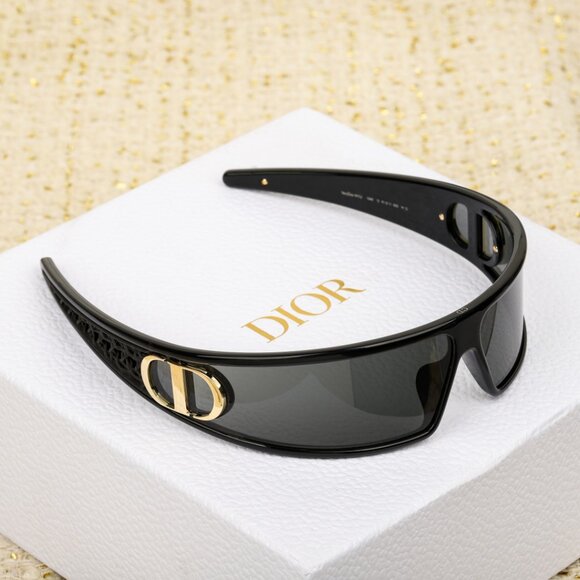 DIOR VERYDIOR M1U Black Gold Mask Wrap Sunglasses with CD Logo - Picture 7 of 8